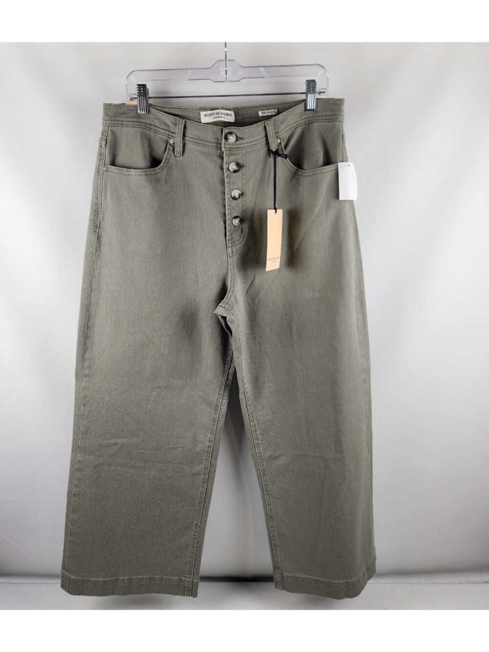 Scotch & Soda Jeans Womens 12/31 Green The Wave Crop Wide Leg Button Fly NWT